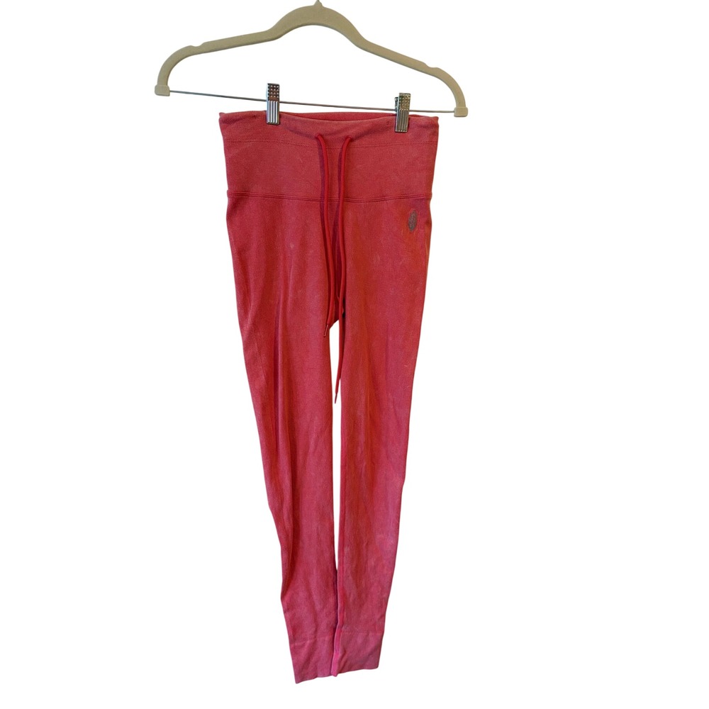 Free People Movement Pink Washed Ribbed Jogger Leggings XS Drawstring High Waist